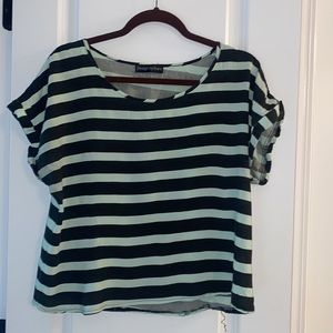 Mint green and black striped top!